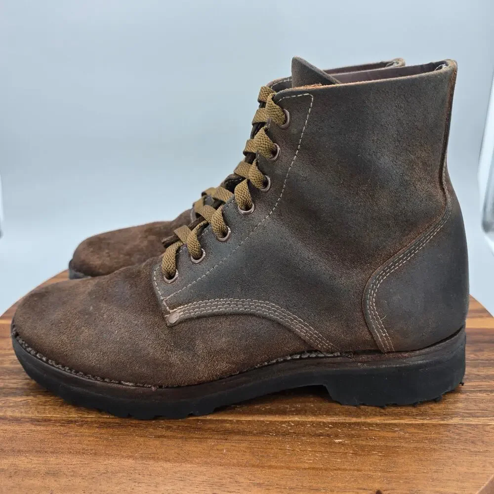 SM Wholesale Boots Mens 9 Brown Leather Combat Army Military Roughout Lace Up